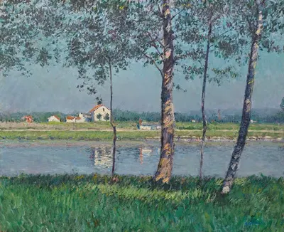 Берег Сены в Пти-Женвилье by Гюстав Каййботт — digital art print download