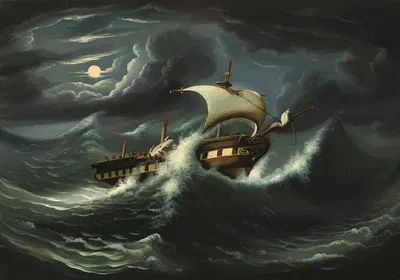 Storm-Tossed Frigate by Thomas Chambers — digital art print download