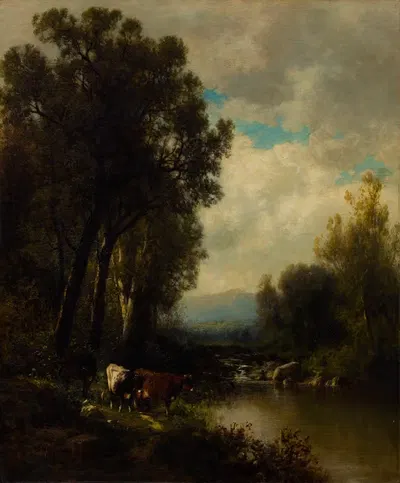 Скот на реке by Уильям Харт, 1880 — digital art print download