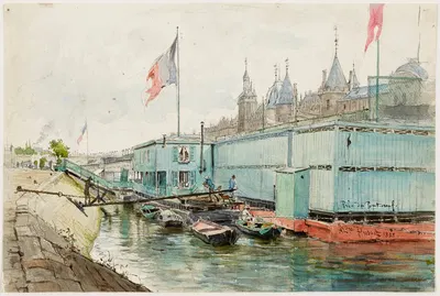 Холодные ванны под Пон-Нёф by Александр Прево, 1885 — digital art print download