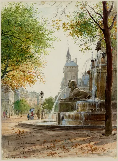 Фонтан Шателе by Александр Прево, 1885 — digital art print download