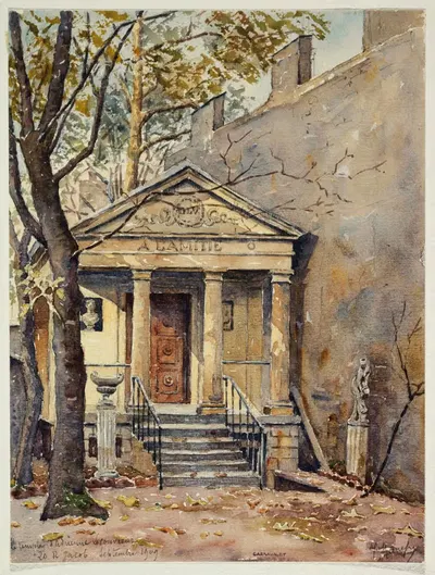 Храм Дружбы, 20 улица Жакоб, где жила Адриенна Лекуврёр by Жорж-Анри Манесс, 1909 — digital art print download