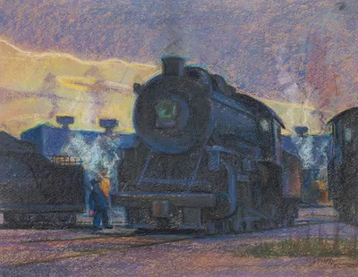 Сумерки пара – Круглая станция Линдейл by Джеймс С. Кулханек, 1952 — digital art print download