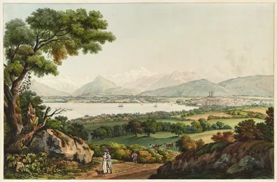 Вид на Женеву и Монблан by Карл Людвиг Хакерт, 1740-1796 — digital art print download