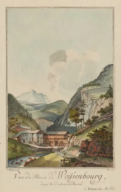 Вид на купальню Вайсенбурга в кантоне Берн by Каспар Леонтий Висс, 1915-1945 — digital art print download