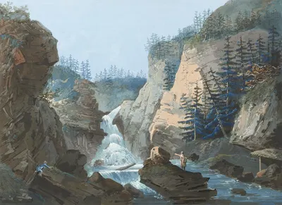 Ущелье с водопадом by Каспар Вольф, 1915-1945 — digital art print download