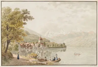 Ansicht Oberhofens am Thunersee by David Alois Schmid, 1915-1945 — digital art print download