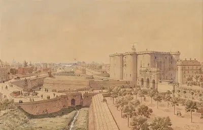 Бастилия в 1740 году, вид со стороны бастиона by Фёдор Хоффбауэр, 1915-1945 — digital art print download