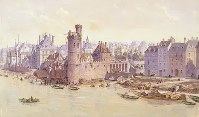 Башня Нель и отель Гюнегауд (отель Невера) в 1650 году by Фёдор Хоффбауэр, 1915-1945 — digital art print download