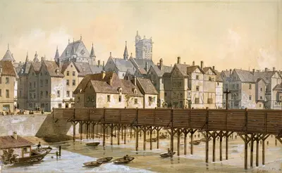 Большой Шателье и деревянный мост, 1621-1645 by Фёдор Хоффбауэр, 1915-1945 — digital art print download