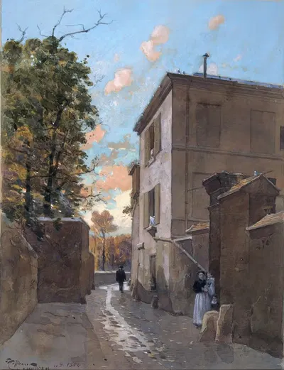 Павильон, в котором жил Бальзак в 1843 году, улица Бертон 24, Пасси by Фёдор Хоффбауэр, 1915-1945 — digital art print…