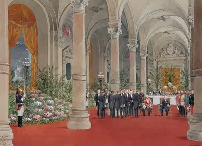 Прием короля Англии Эдварда VII президентом Лубе в мэрии Парижа, 2 мая 1903 года by Фёдор Хоффбауэр, 1915-1945 — digital…