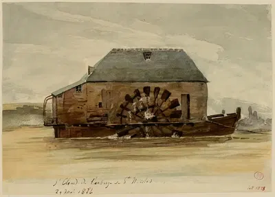 Водяная машина в Сен-Клу, гостиница Сен-Никола в 1824 году by Анри Жан Батист Левис, 1915-1945 — digital art print download