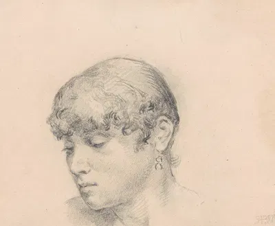 Head of a Woman by Ян Виллем Розье — digital art print download