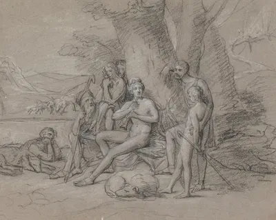 Arcadian Scene with Apollo by Jean Antoine Verschaeren — digital art print download