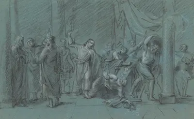 Christ Drives Out the Merchants from the Temple by Jean Antoine Verschaeren — digital art print download