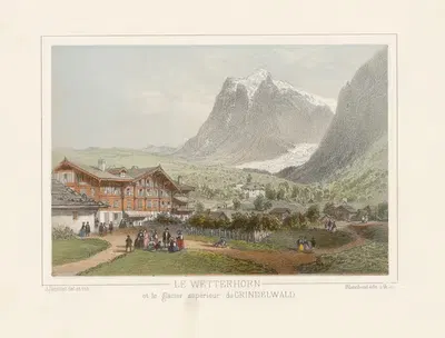 Le Wetterhorn et le glacier supérieur du Grindelwald by Jean Jacottet — digital art print download
