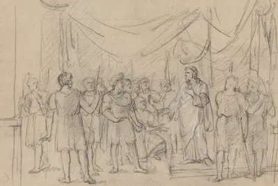 Joseph, Viceroy of Egypt, in Front of his Father and Brothers by Jean Antoine Verschaeren — digital art print download