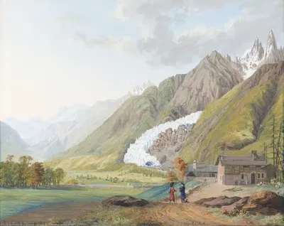 Вид на источник Арверона, снятый рядом с Шамони, написанный с натуры by Жан-Антуан Линк — digital art print download