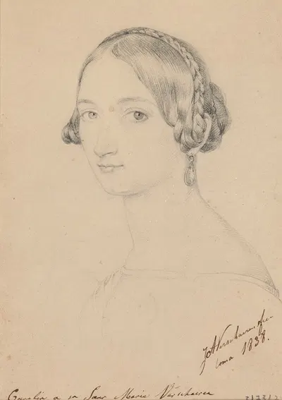 Marie Verschaeren, Sister of the Artist by Jean Antoine Verschaeren, 1838 — digital art print download