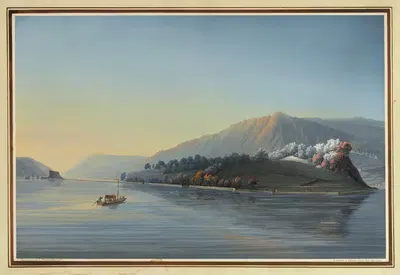 Вид на остров Святого Пьера на озере Бьен by Иоганн Иосиф Хартманн — digital art print download