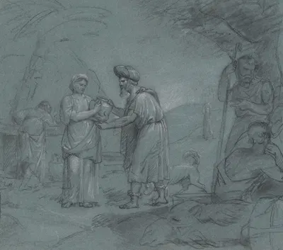 Rebecca and Eliezer at the Well by Jean Antoine Verschaeren — digital art print download