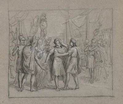 Scene with Warriors by Jean Antoine Verschaeren — digital art print download
