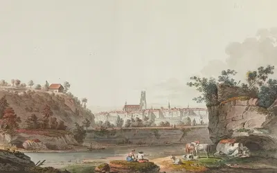 Vue de Fribourg et de la Sarine by Joseph Emmanuel Curty — digital art print download