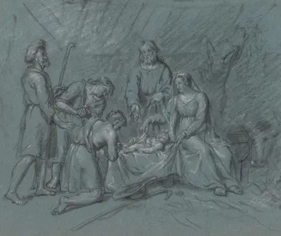 The Adoration of the Shepherds by Jean Antoine Verschaeren — digital art print download