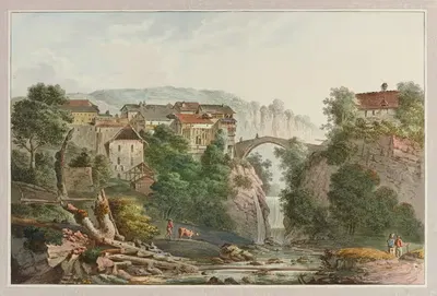 Vue du pont à Montreux, pays de Vaud by Joseph Emmanuel Curty — digital art print download