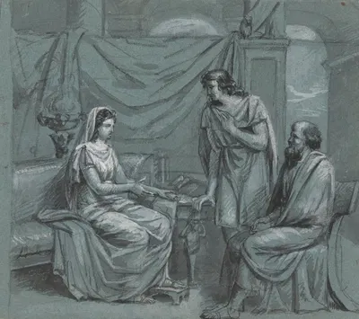 Two Messengers and a Woman by Jean Antoine Verschaeren — digital art print download