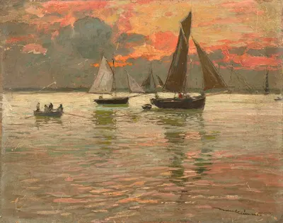 'Ciel rouge' ; le retour de la pêche by Amédée-Julien Marcel-Clément — digital art print download