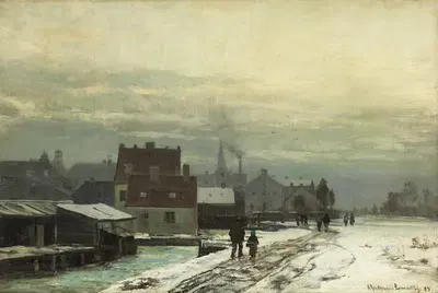 Winter landscape by Anders Andersen-Lundby, 1885 — digital art print download
