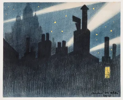 Два дирижабля над Парижем by Андре Эле, 1915 — digital art print download