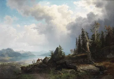 Горный пейзаж by Август Вильгельм Леу, 1853 — digital art print download