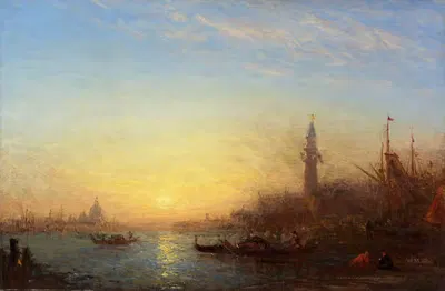 Coucher de soleil, quai des Esclavons, Venise by Félix Ziem — digital art print download