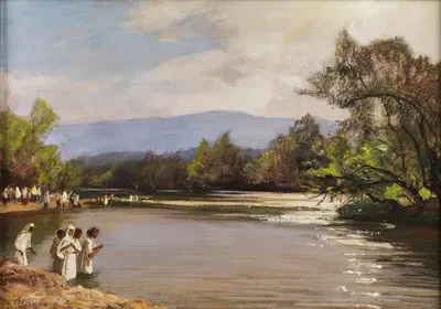 Gläubige am Jordan by Georg Macco — digital art print download