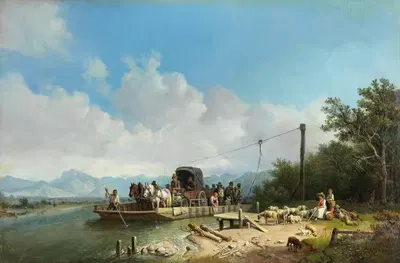Паром на Инне by Генрих Бюркель, 1867 — digital art print download