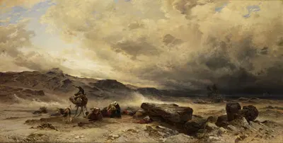 Верблюжий караван в песчаной буре by Герман Давид Саломон Корроди — digital art print download