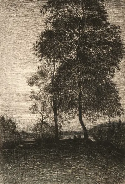 Landscape at Dusk with Trees by Karl Nordström — digital art print download