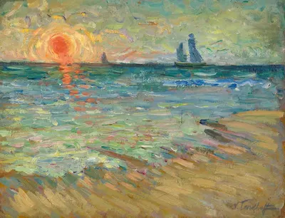Парусники, закат, Сулак-сюр-Мер by Николай Александрович Таркофф, 1906-1908 — digital art print download