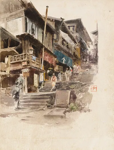 Улица в Икао, Япония II by Роберт Фредерик Блум, 1890 — digital art print download