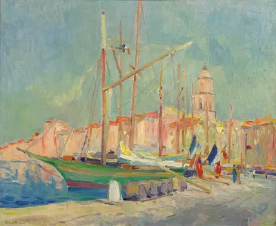 Украшенные лодки в порту Сен-Тропе by Робер Антуан Пиншон, 1935-1936 — digital art print download