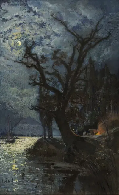 Nocturne. Le lac Léman – Souvenir de Villeneuve (Suisse) by Alexandre Nozal, 1895 — digital art print download