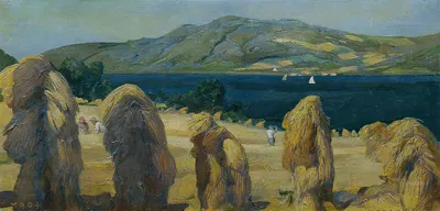 Ландшафт озера Аттер с зерновыми by Антон Иосиф фон Кеннер, 1904 — digital art print download