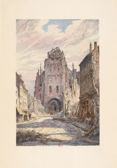 Сен-Кантен – Коллегиальная церковь с улицы Сен-Андре by Э. Татен, 1920 — digital art print download