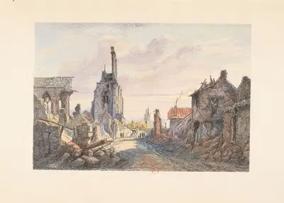 Суассон – Собор и улица Бюри by Э. Татен, 1920 — digital art print download