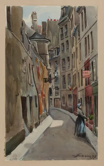 Улица Хоте де Виль за отелем Сенс, вид с улицы Ноннен д'Иер by Ф. Сеган, 1897 — digital art print download