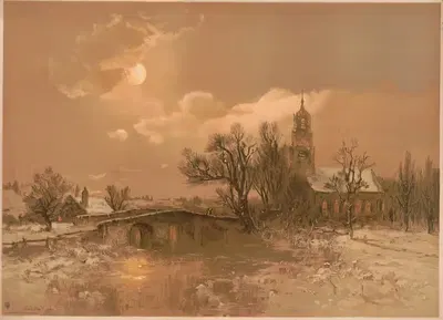 Лунный свет зимой by Джордж Герберт МаКкорд, 1887 — digital art print download