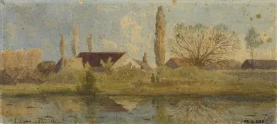 Пруд рядом с деревней by Анри-Жозеф Арпиньи, 1855 — digital art print download
